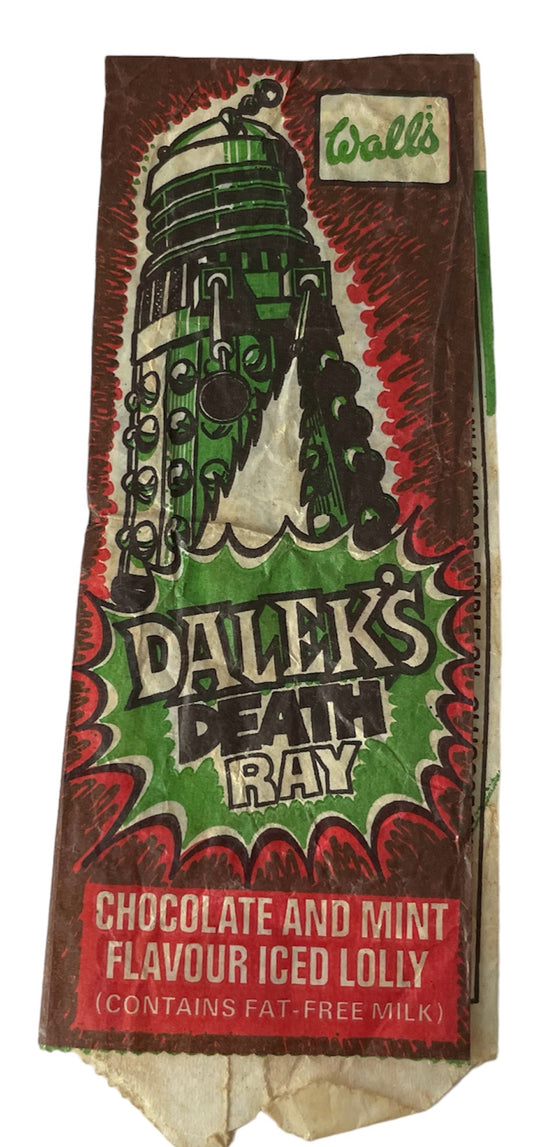 Vintage 1975 Walls Dr Who -Daleks Death Ray Ice Lolly Wrapper - Superb Condition - Ultra Rare