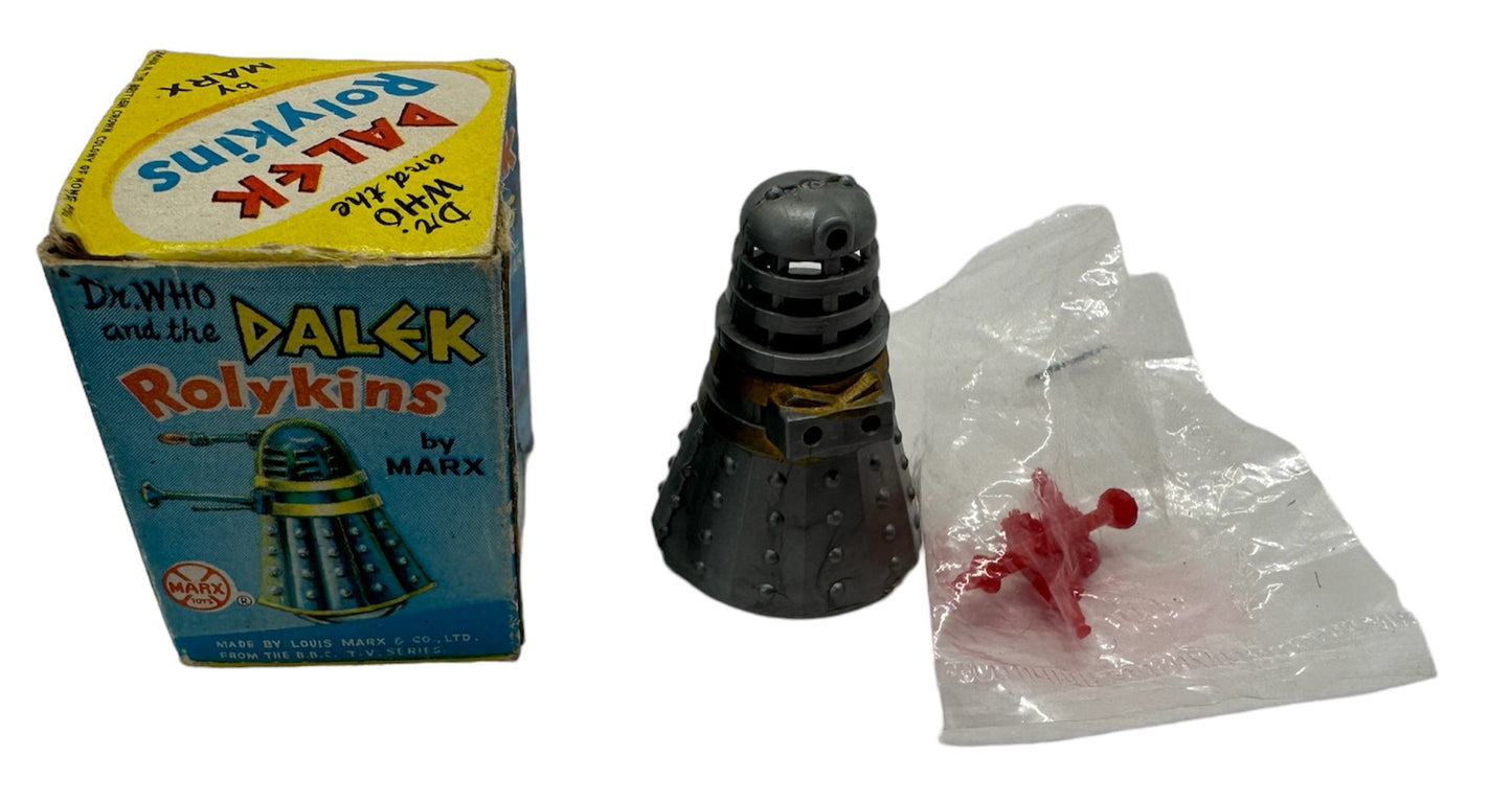Vintage Louis Marx 1965 Doctor Dr Who And The Daleks Silver Dalek Rolykins In Original Box