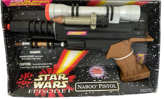 Vintage 1999 Star Wars Episode 1 The Phantom Menace Naboo Blaster Super Soaker Water Pistol - Factory Sealed Shop Stock Room Find