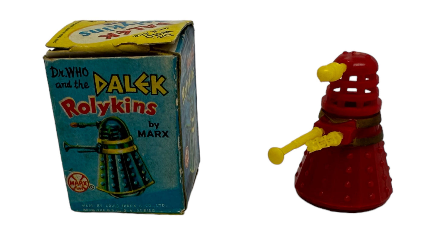 Vintage Louis Marx 1965 Doctor Dr Who And The Daleks Red Dalek Rolykins In Original Box (Copy)