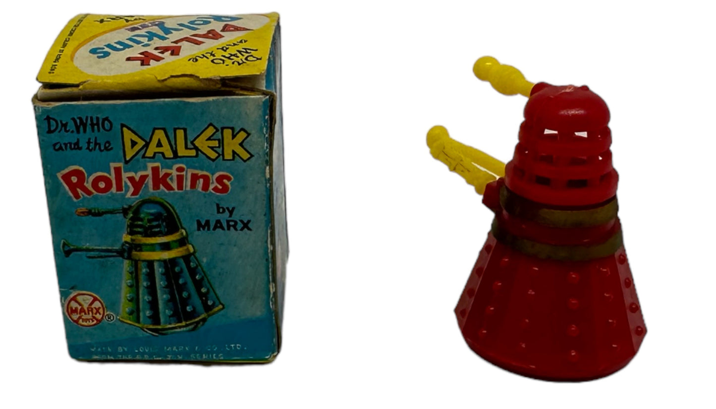 Vintage Louis Marx 1965 Doctor Dr Who And The Daleks Red Dalek Rolykins In Original Box (Copy)