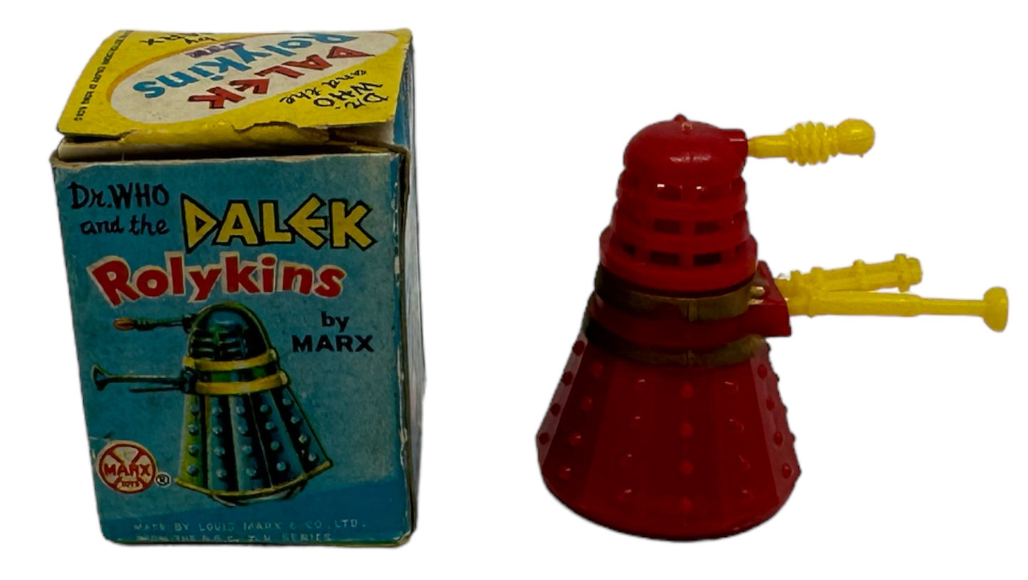 Vintage Louis Marx 1965 Doctor Dr Who And The Daleks Red Dalek Rolykins In Original Box (Copy)