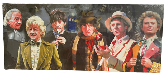 Dr Who Canvas Art Wall Mountable Print - The First Six Doctors On Wooden Frame - Brand New & Factory Sealed