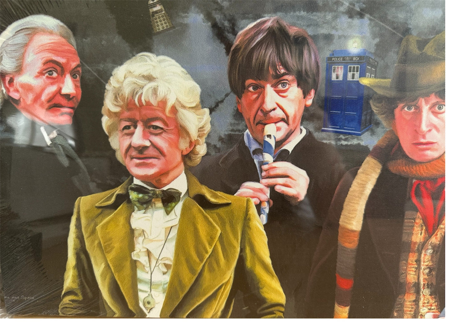 Dr Who Canvas Art Wall Mountable Print - The First Six Doctors On Wooden Frame - Brand New & Factory Sealed