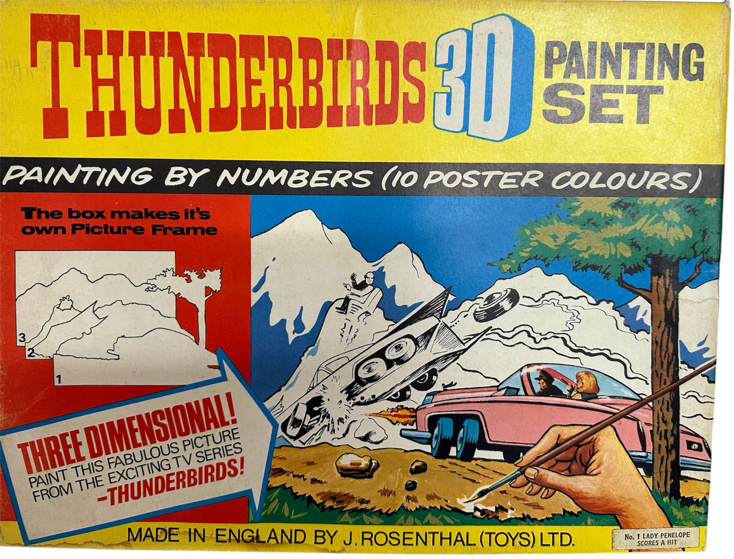 Vintage 1964 Gerry Andersons Thunderbirds JR21 3D Painting Set Number 1 - Lady Penelope Scores A Hit By J Rosenthal Toys Ltd - Unused In The Original Box