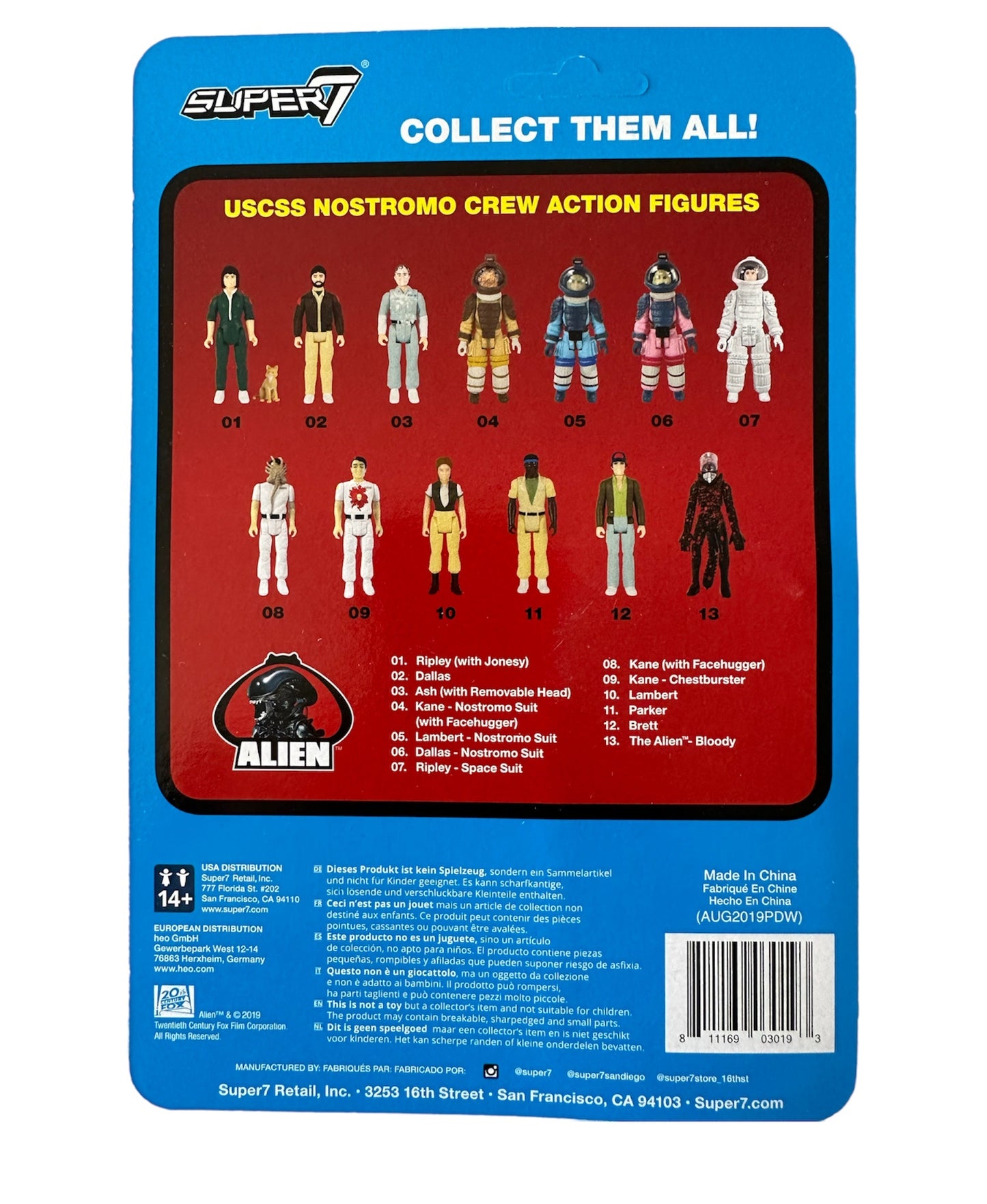 Super 7 2019 ReAction Figures Alien - Ripley With Jonesy 3 3/4 Inch Fully Posable Action Figure - Brand New Shop Stock Room Find