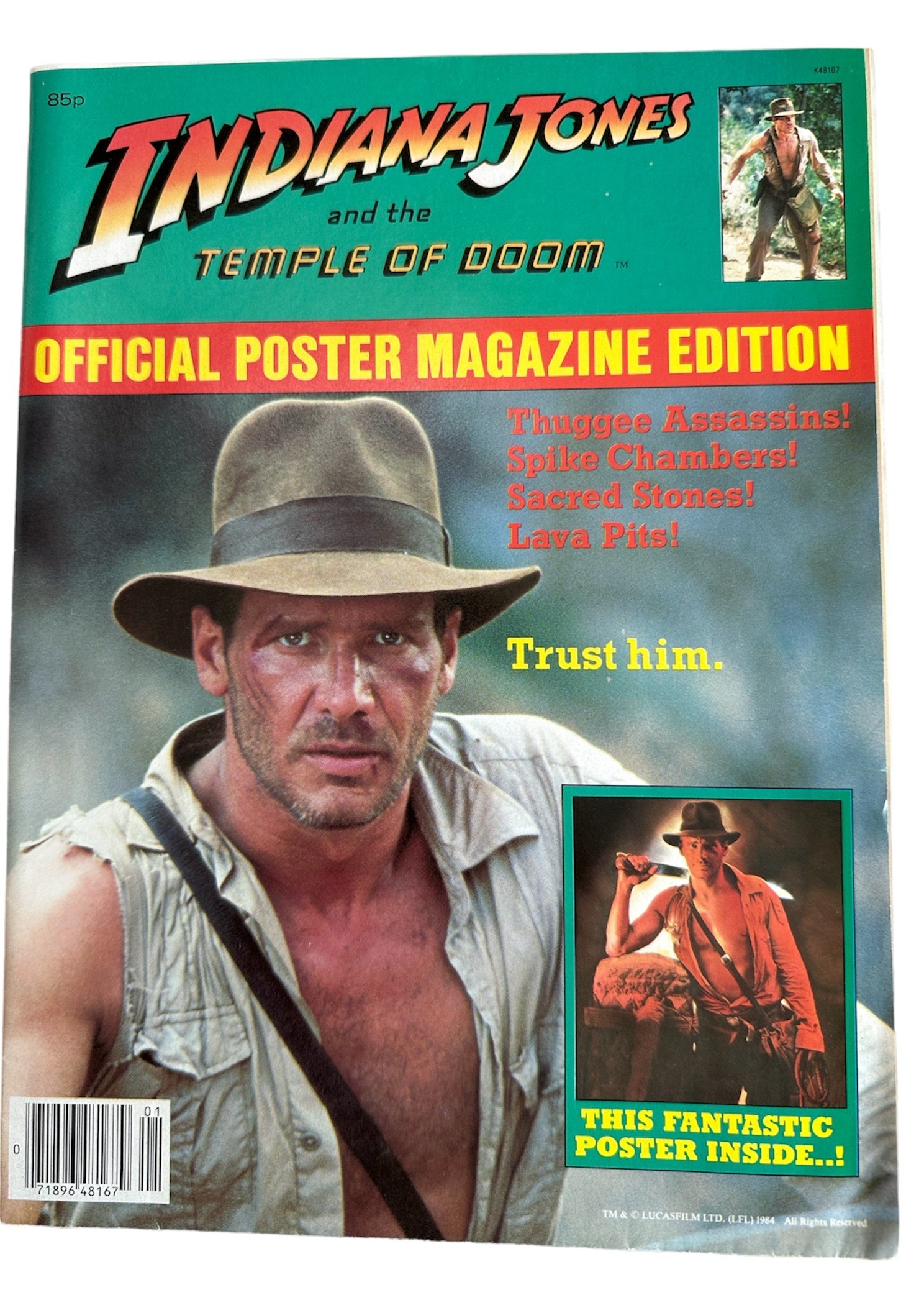 Vintage 1984 Indiana Jones And The Temple Of Doom Official Poster Maga ...