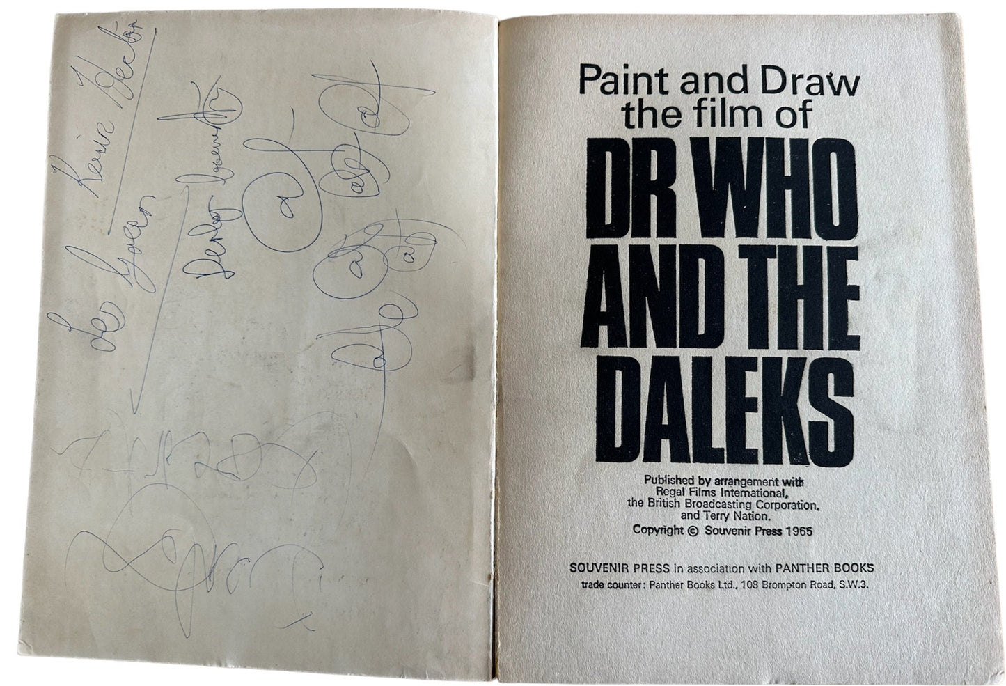 Vintage 1965 Dr Who And The Daleks Paint And Draw The Film Colouring and Activity Book - Good Condition