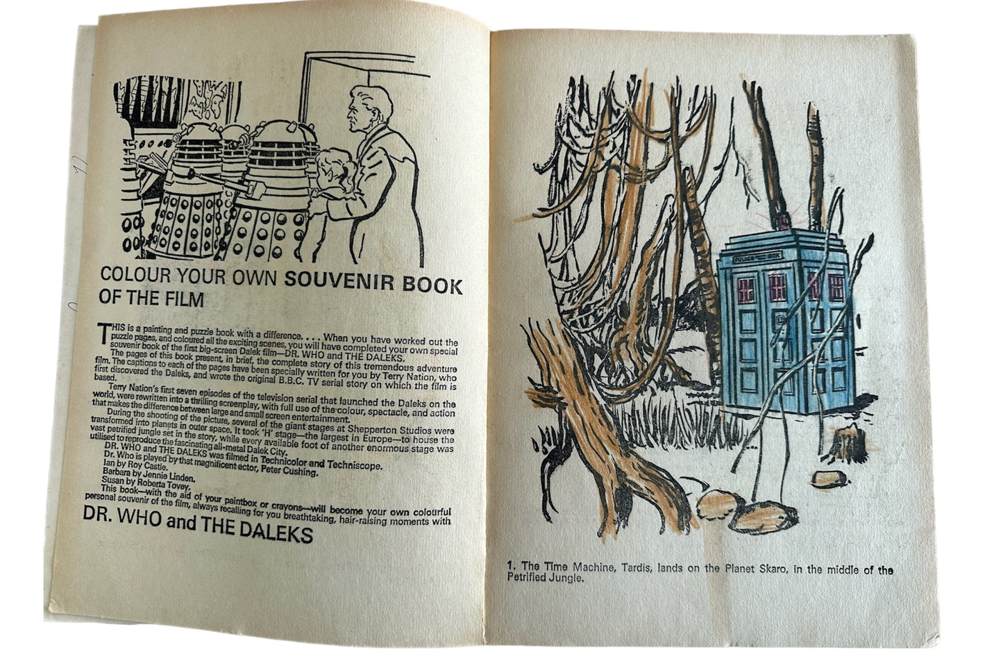 Vintage 1965 Dr Who And The Daleks Paint And Draw The Film Colouring and Activity Book - Good Condition