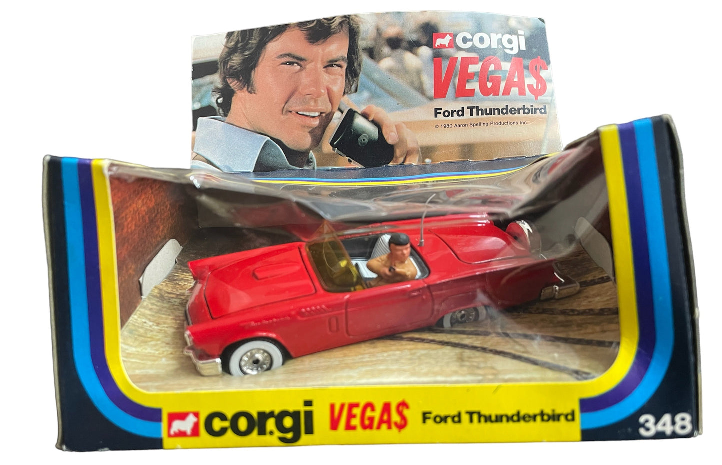 Vintage Corgis 1980 Vegas Dan Tanna's Fords Thunderbird Die-cast Model Vehicle Number 348 - Shop Stock Room Find