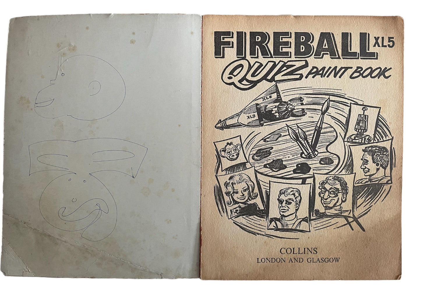 Vintage Gerry Andersons 1963 Ultra Ultra Rare Fireball XL5 Quiz Paint Activity Book - As Seen In The Television Series - Very Good Condition