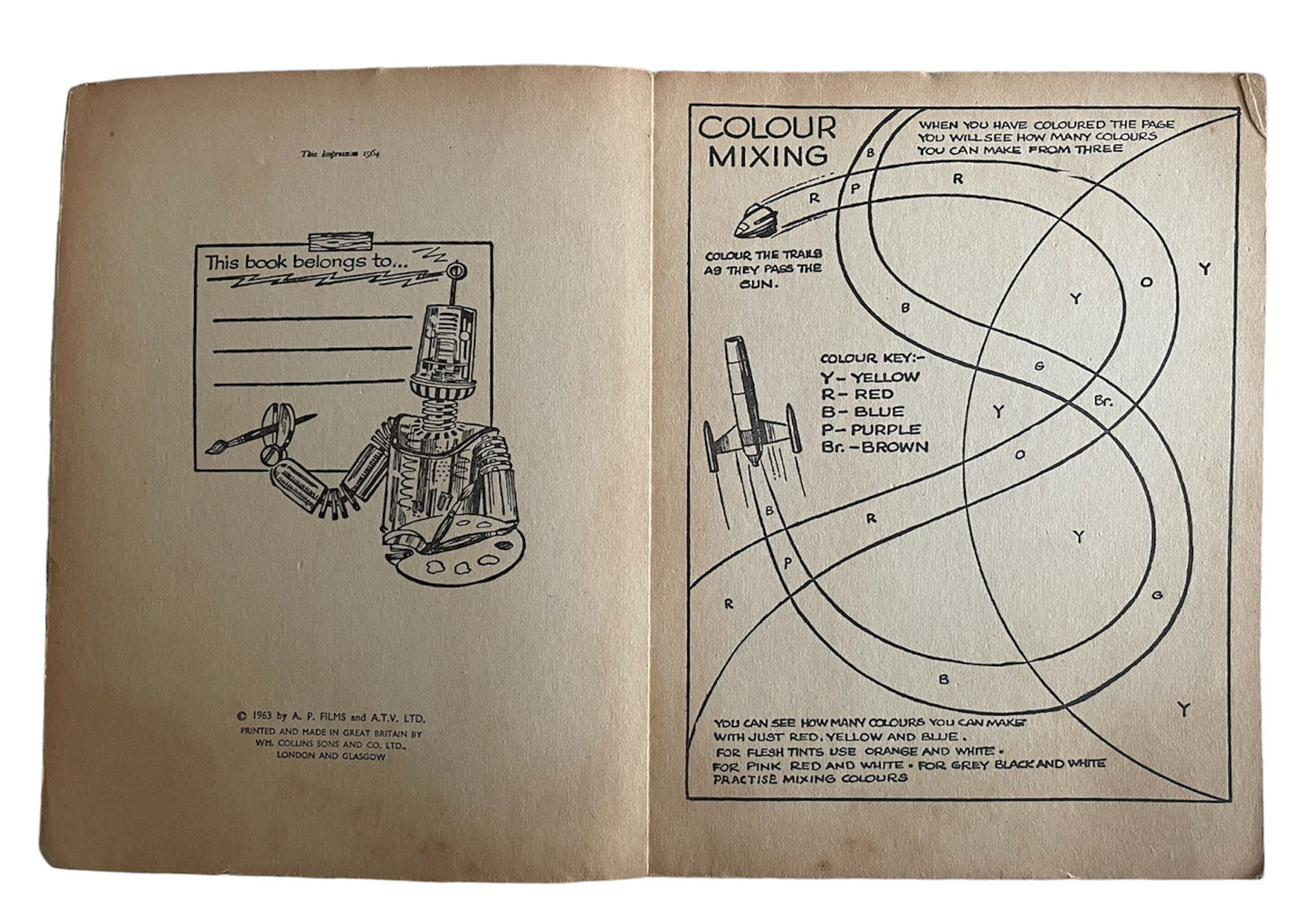 Vintage Gerry Andersons 1963 Ultra Ultra Rare Fireball XL5 Quiz Paint Activity Book - As Seen In The Television Series - Very Good Condition