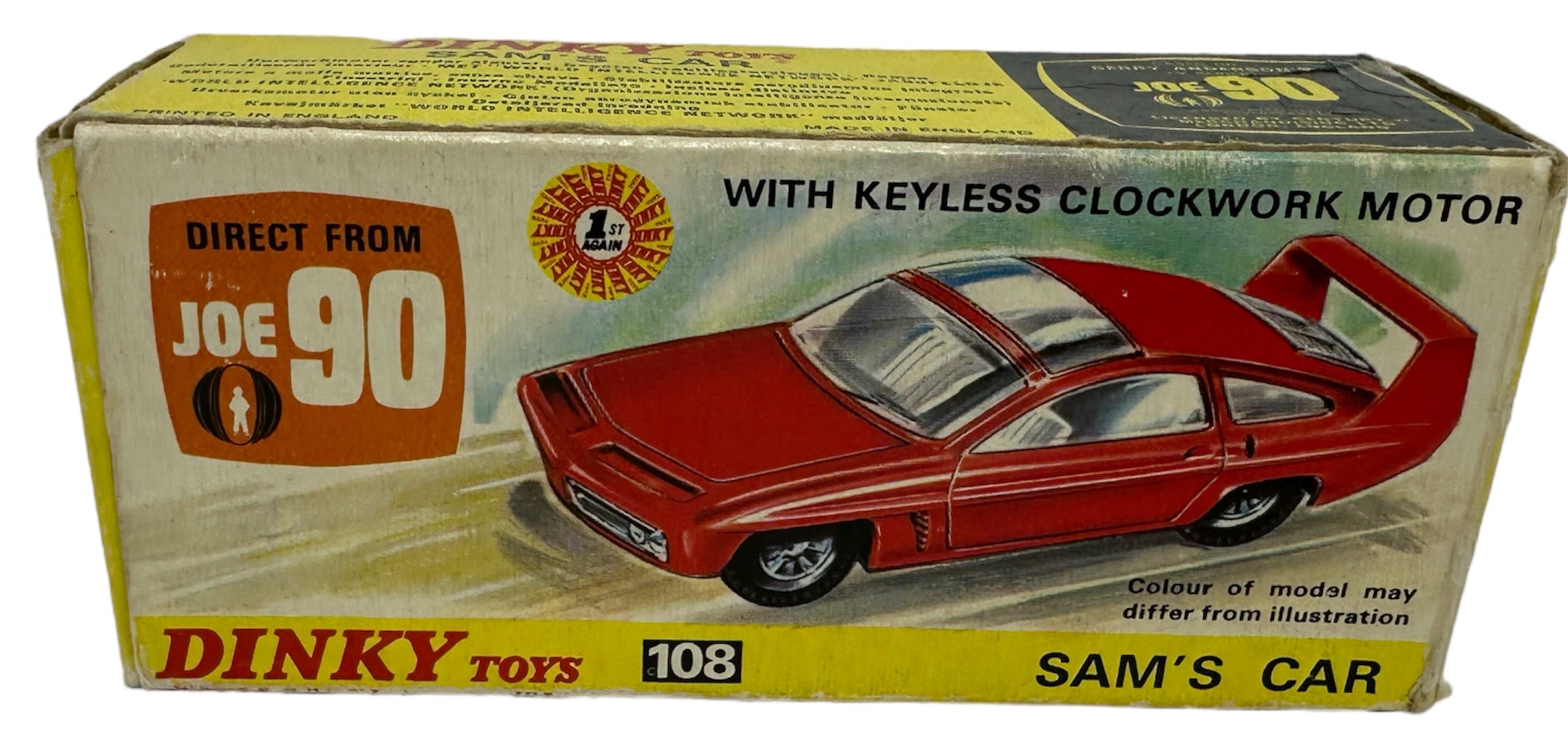 Vintage 1967 Gerry Andersons Joe 90 Dinky Toys Number 108 Sam Loover Sam's  Car Diecast Replica Vehicle With Pull Back And Go Action - With Display 