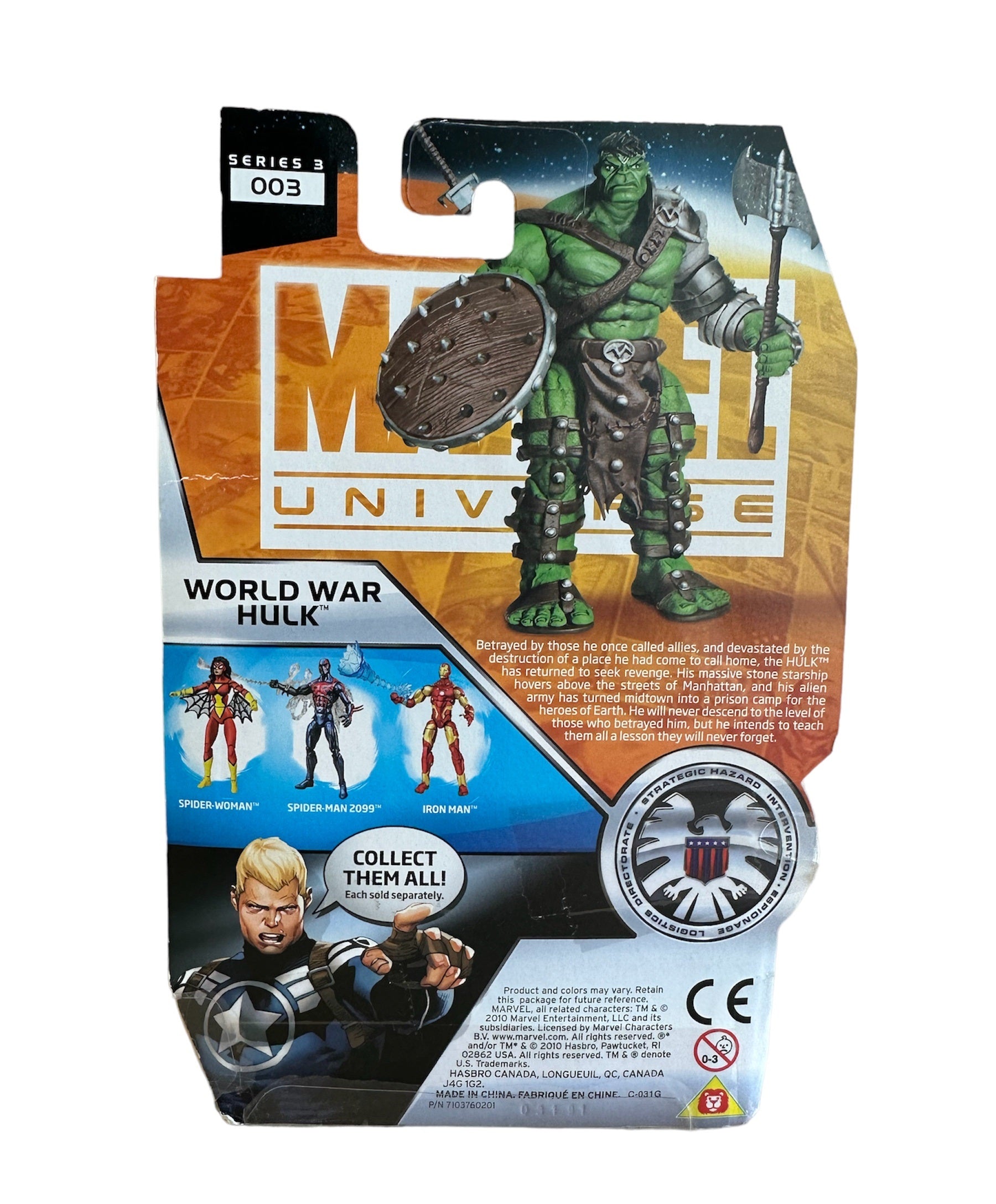 Vintage 2010 Marvel Universe Series 3 - No. 003 World War Hulk 3 3/4 Inch  Action Figure With Display Stand - Brand New Factory Sealed Shop Stock Room 