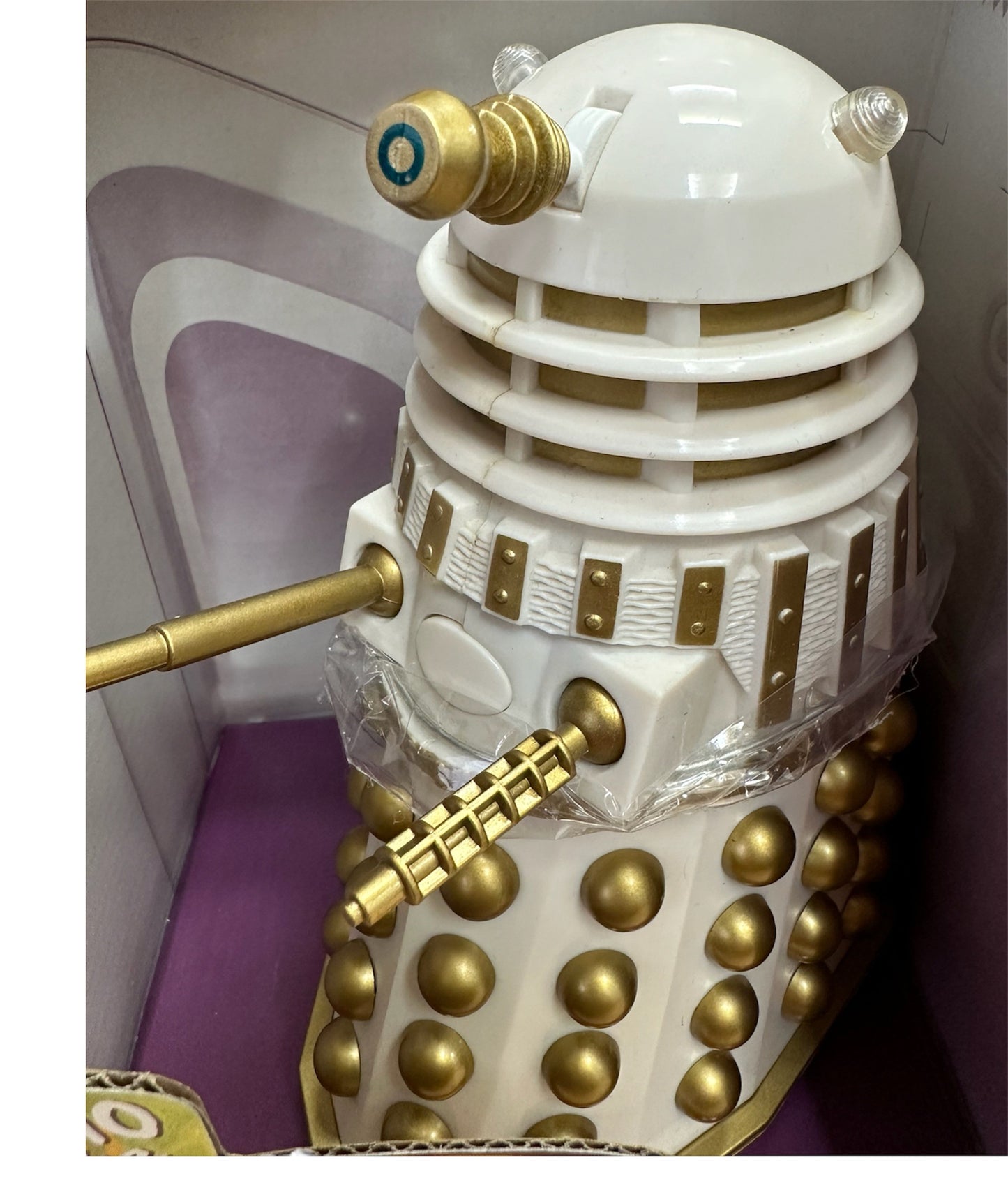 Vintage 2002 Product Enterprise Dr Doctor Who Electronic Talking White Imperial Dalek With Gold Spheres And Slats - Factory Sealed Shop Stock Room Find