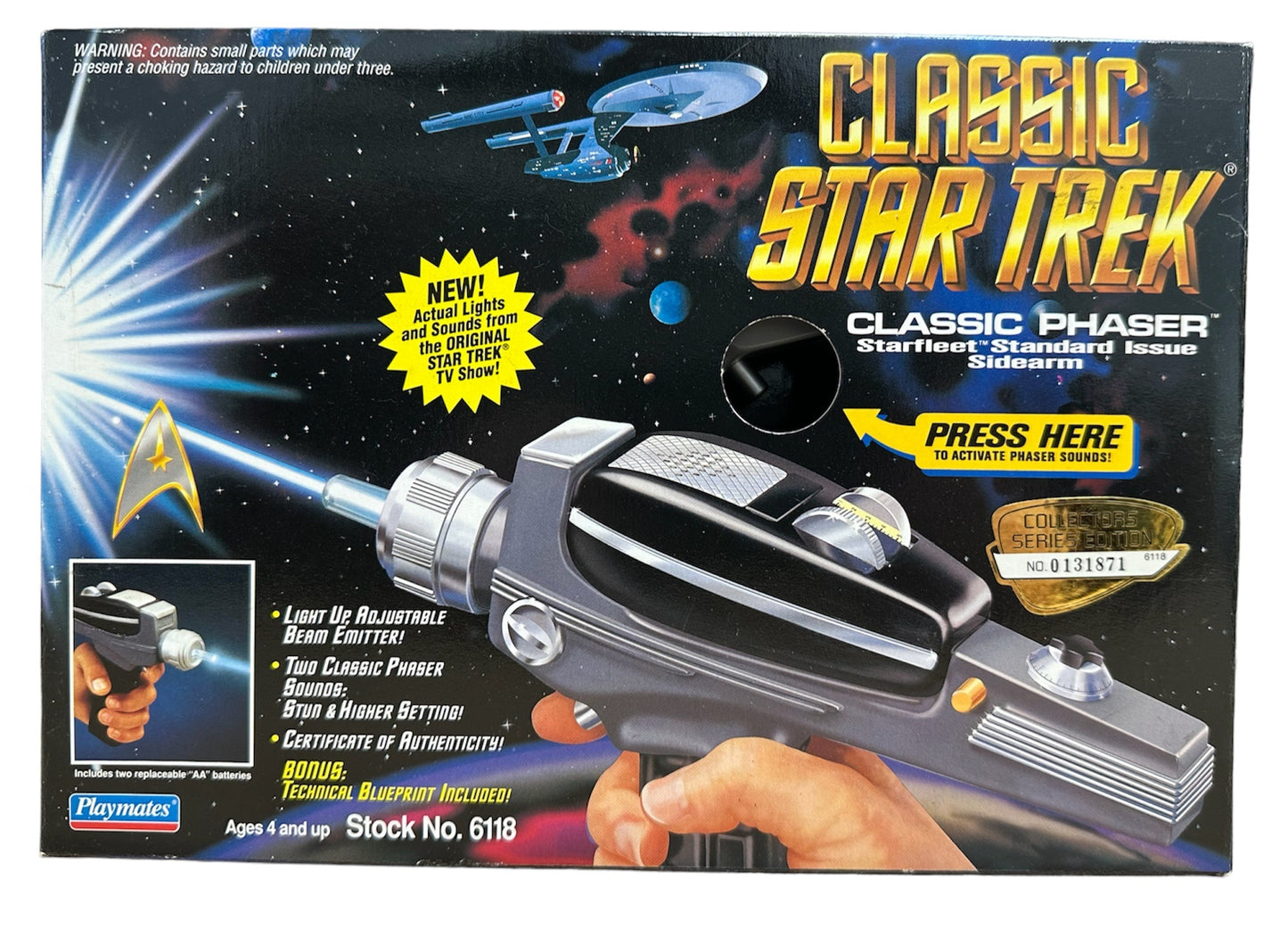 Vintage 1994 Playmates Star The Original Series Trek Starfleet Classic Standard Issue Phaser - Shop Stock Room Find