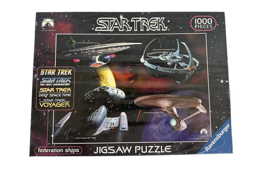 Vintage Star Trek Universe - Federation Ships 1000 Piece Jigsaw Puzzle By Ravensburger  - Brand New Factory Sealed Shop Stock Room Find