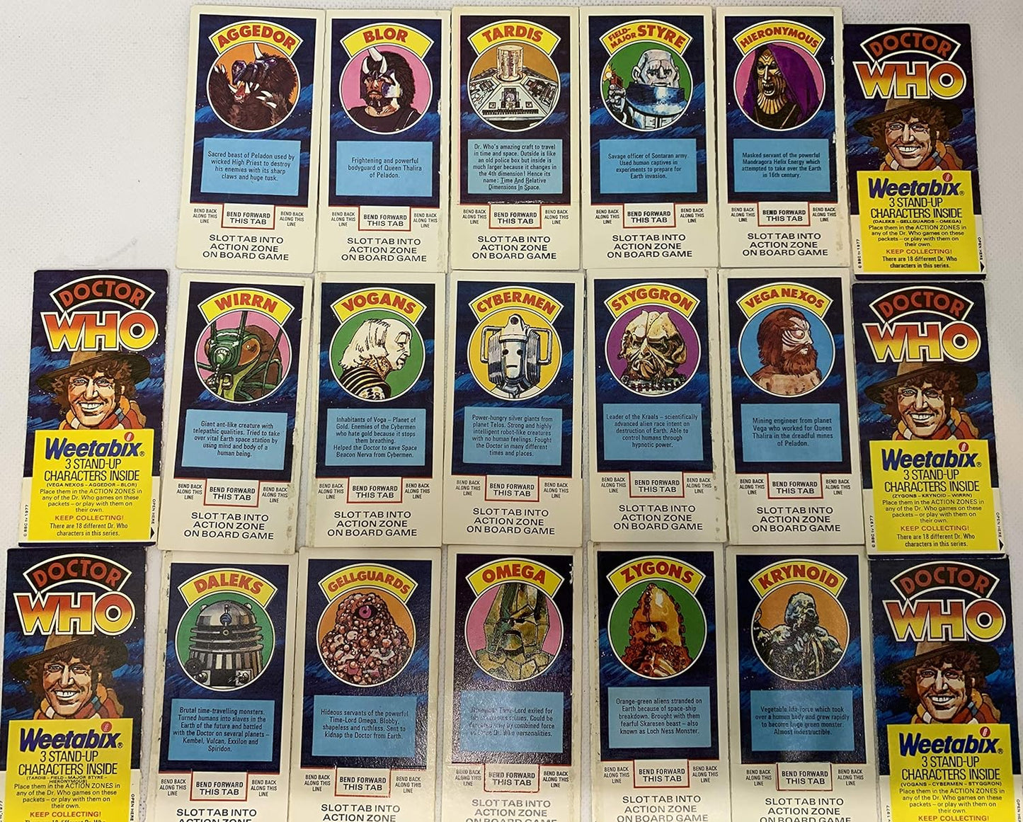 Vintage Dr Doctor Who 1977 Weetabix Series II Set Of 20 Cards - Fantastic Condition