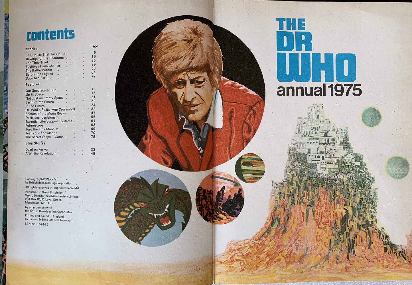 Vintage The Dr Who Annual 1975 - .Starring Jon Pertwee as The Doctor - Fantastic Condition