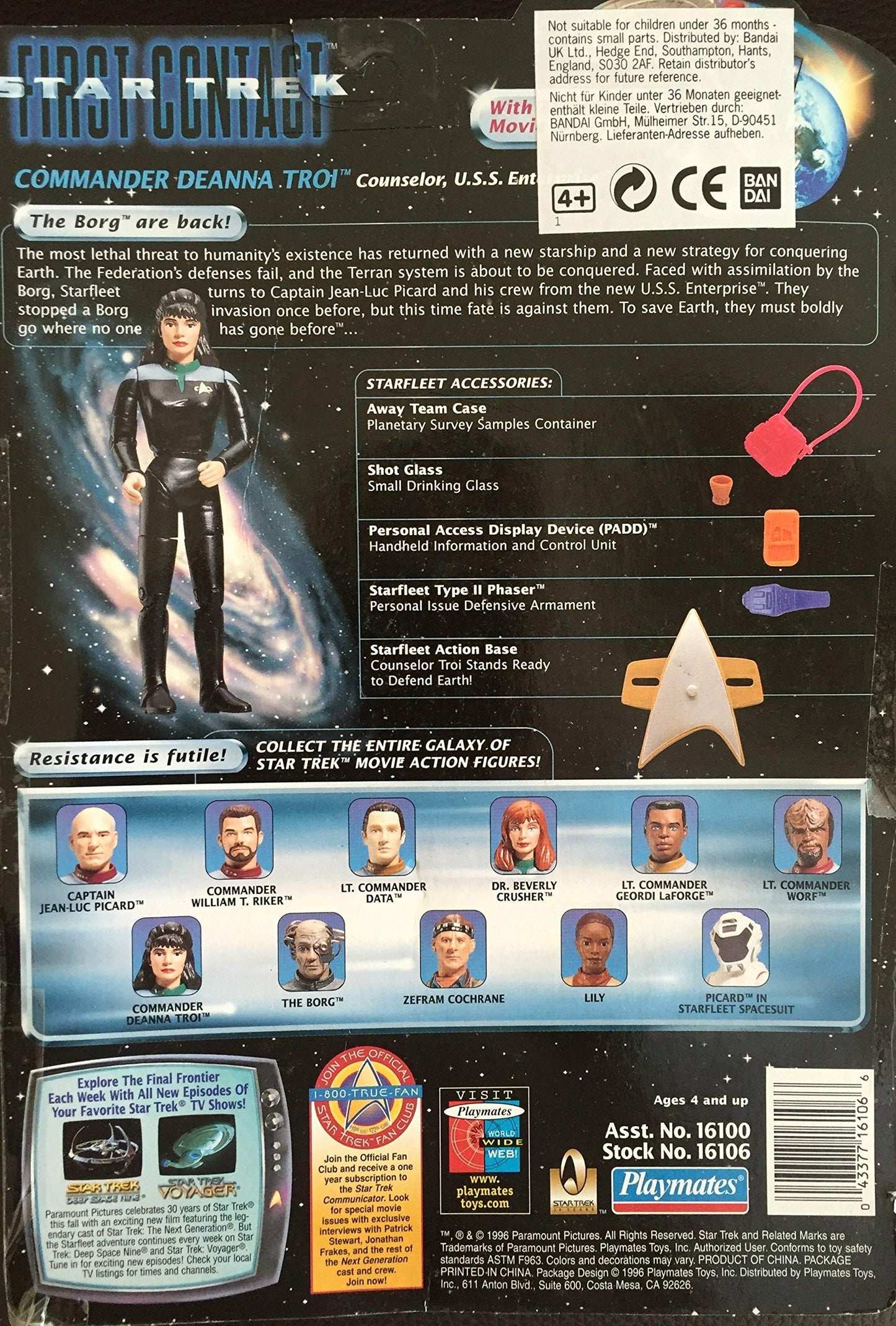 Vintage 1996 Star Trek First Contact Commander Deanna Troi Action Figure - Brand New Factory Sealed Shop Stock Room Find