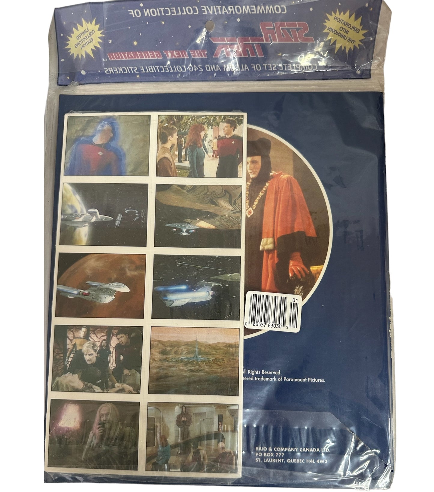 Vintage 1993 Star Trek The Next Generation Commemorative Collection Sticker Album & Complete Set Of 240 Collectable Stickers - Factory Sealed Shop Stock Room Find