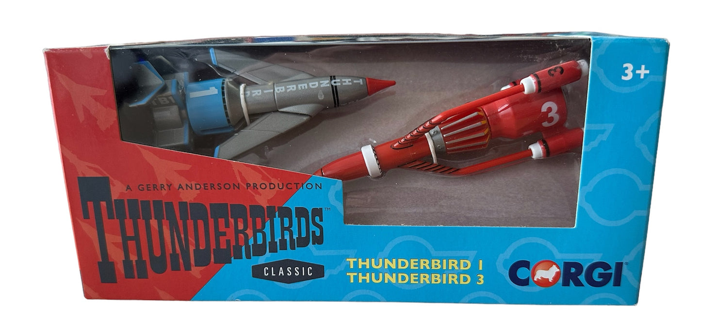 Vintage Classic Gerry Andersons Thunderbirds Corgy DieCast Set No. CC00901 Thunderbird 1 And Thunderbird 3 - Brand New Shop Stock Room Find