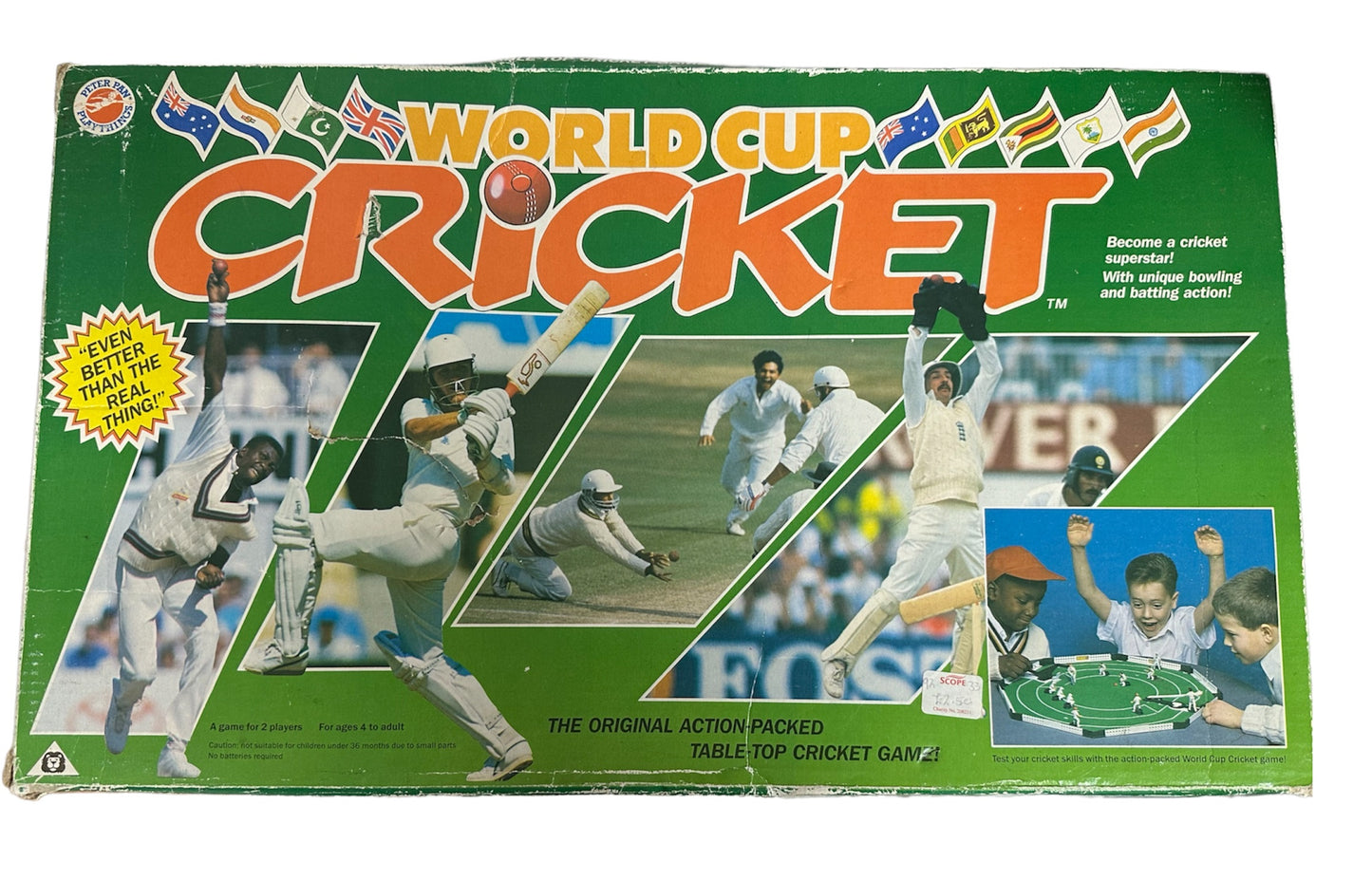 Vintage 1993 World Cup Cricket - The Authentic Action Packed Table Top Cricket Game - Complete In The Original Box Plus West Indies Cricket Team