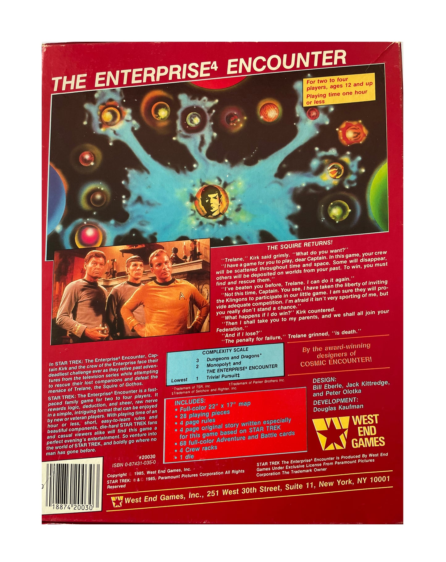 Vintage 1985 Star Trek The Enterprise Encounter Game - An Action Packed Adventure Game Foe 2 - 4 Players By West End Games - 100% Complete In The Original Box