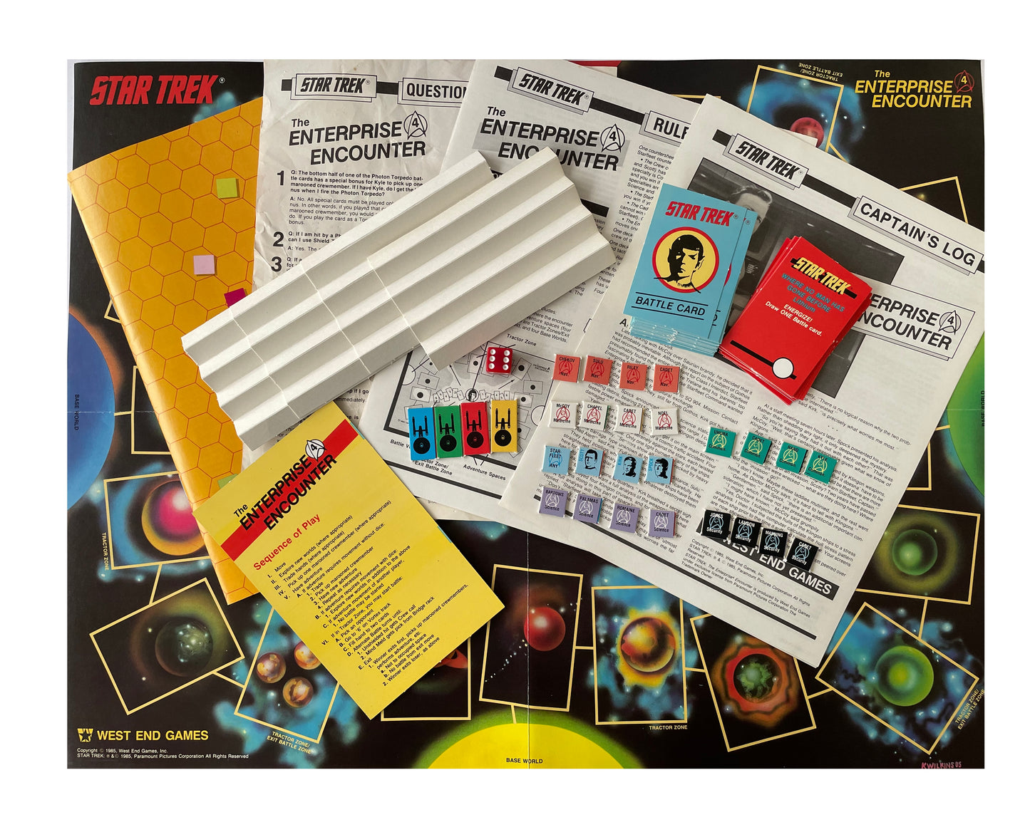 Vintage 1985 Star Trek The Enterprise Encounter Game - An Action Packed Adventure Game Foe 2 - 4 Players By West End Games - 100% Complete In The Original Box