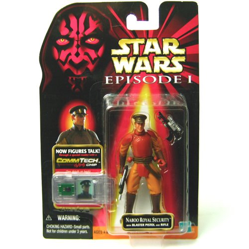 Vintage Star Wars Episode 1 Naboo Royal Security Action Figure With Comm Tech Talk Chip - Brand New Factory Sealed Shop Stock Room Find