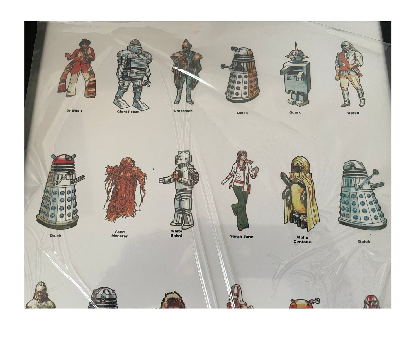 Vintage Doctor Dr Who Framed Display 1975 Weetabix Series I Full Set Of 24 Cards On Uncut Sheet - Signed by Gordan Archer The Artist - Mint Condition