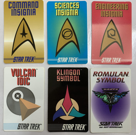 Vintage 1994 Star Trek The Original Series - Set Of 6 Insignia & Symbol Wallet Cards - Brand New Shop Stock Room Find