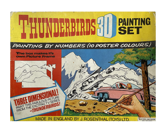 Vintage 1964 Gerry Andersons Thunderbirds JR21 3D Painting Set Number 1 - Virgil And Tin-Tin Foil The Hood By J Rosenthal Toys Ltd - Unused In The Original Box