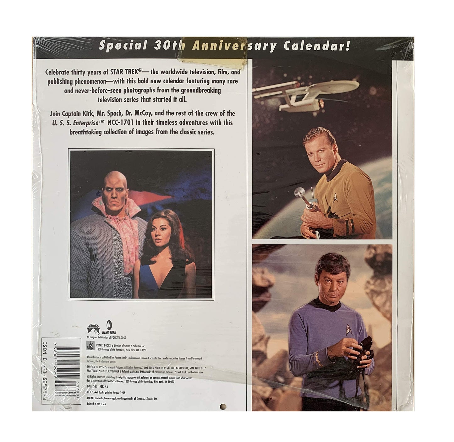 Vintage 1996 Star Trek The Original Series Special 30th Anniversary Wall Calendar - Factory Sealed Shop Stock Room Find