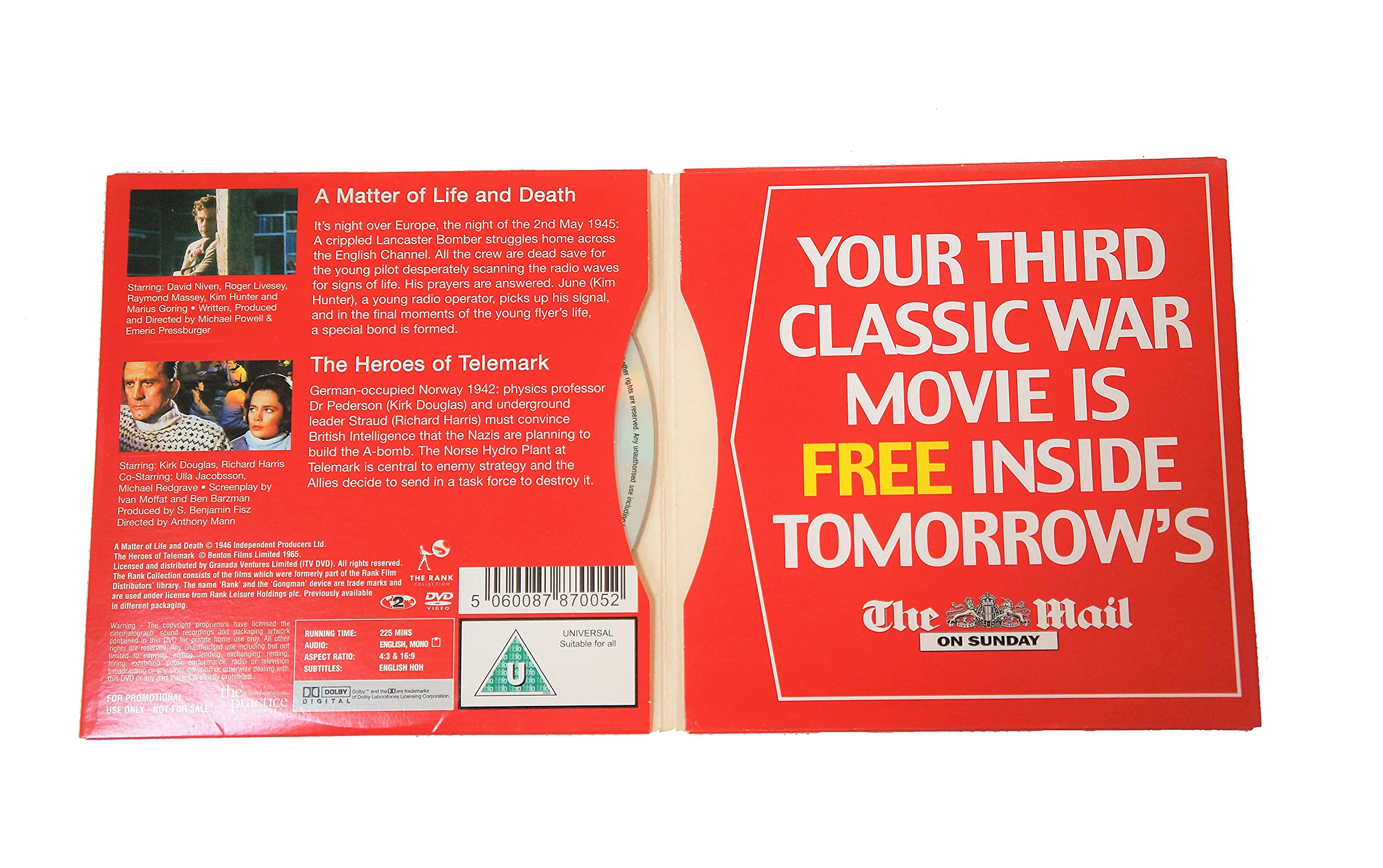 Vintage The Daily Mail Classic War Movies Two Movies On One Disc