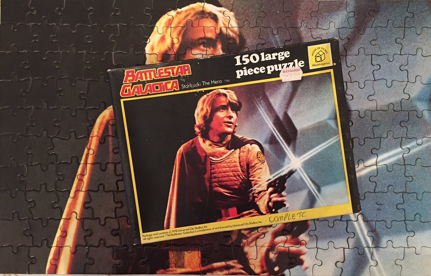 Battlestar Galactica Vintage 1978 Waddingtons 150 Large Piece Jigsaw Puzzle Number 138D Starbuck The Hero Complete In The Original Box