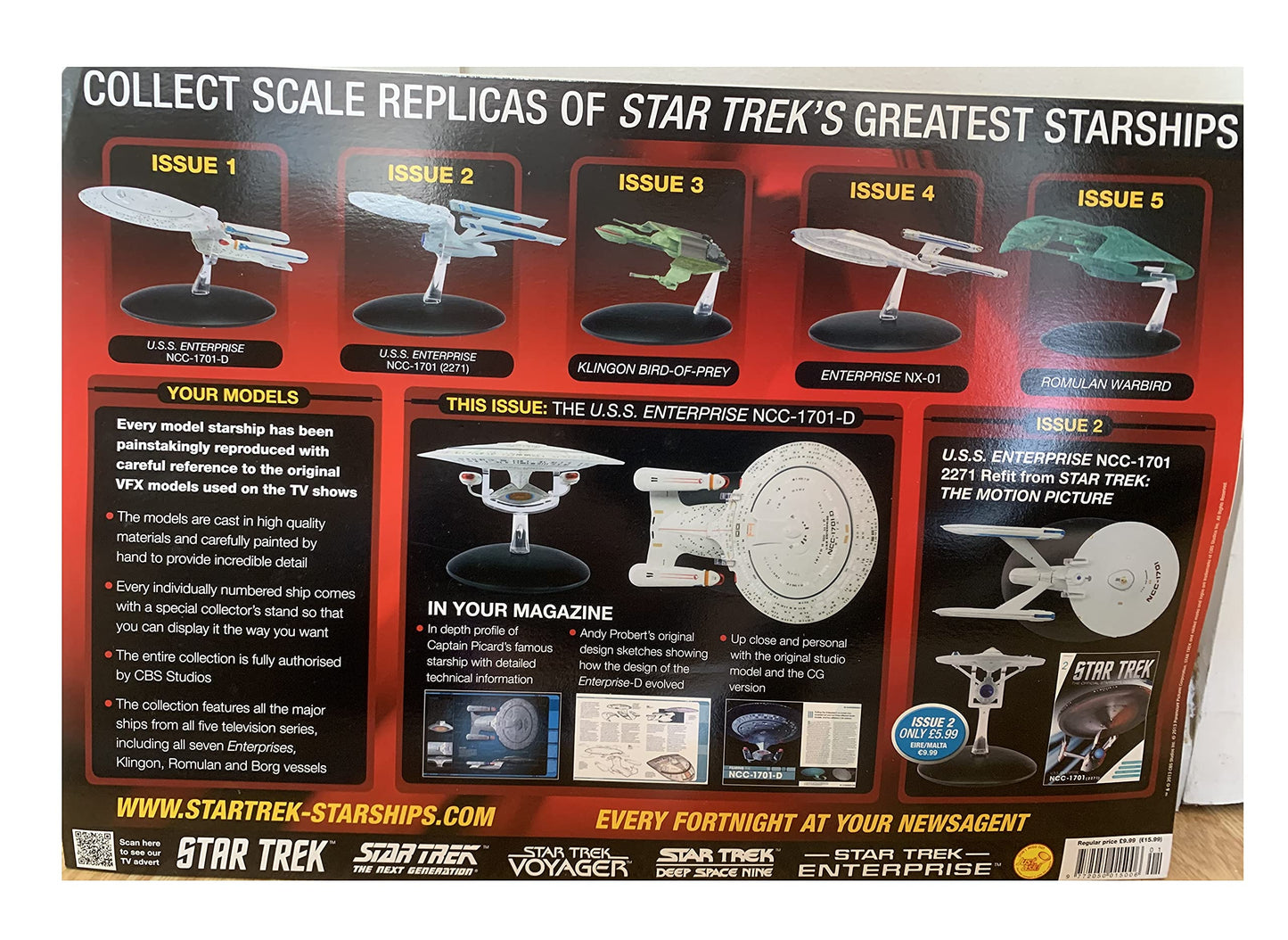 2013 Star Trek The Official Star Ship Collection Issue Number 1 - The USS Enterprise NCC-1701-D Starship - By Eaglemoss - Brand New Shop Sock Room Find