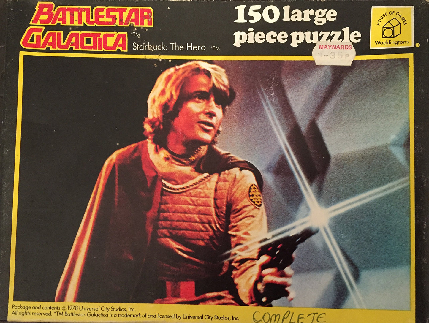 Battlestar Galactica Vintage 1978 Waddingtons 150 Large Piece Jigsaw Puzzle Number 138D Starbuck The Hero Complete In The Original Box