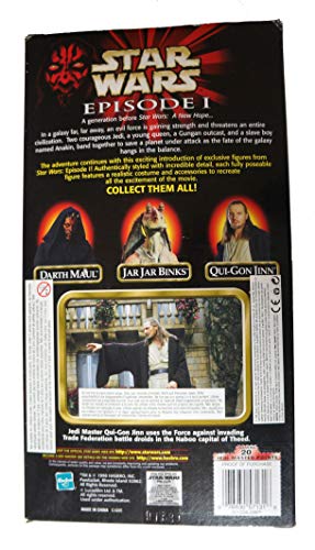 Vintage 1999 Star Wars Episode 1 The Phantom Menace Qui-Gon Jinn 12 Inch Fully Poseable Action Figure, Authentically Styled Outfit and Accessories, including Lightsaber - Brand New Factory Sealed Shop Stock Room Find