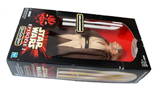 Vintage 1999 Star Wars Episode 1 The Phantom Menace Qui-Gon Jinn 12 Inch Fully Poseable Action Figure, Authentically Styled Outfit and Accessories, including Lightsaber - Brand New Factory Sealed Shop Stock Room Find