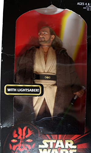 Vintage 1999 Star Wars Episode 1 The Phantom Menace Qui-Gon Jinn 12 Inch Fully Poseable Action Figure, Authentically Styled Outfit and Accessories, including Lightsaber - Brand New Factory Sealed Shop Stock Room Find