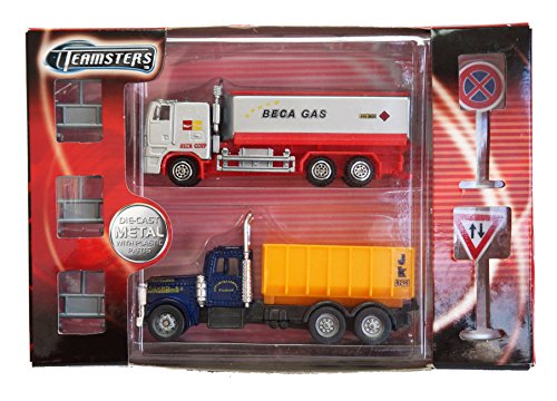 Teamsters Die-Cast Metal Trucks Playset - Twin Pack - Dump Truck & Gas Truck Brand New Shop Stock Room Find …