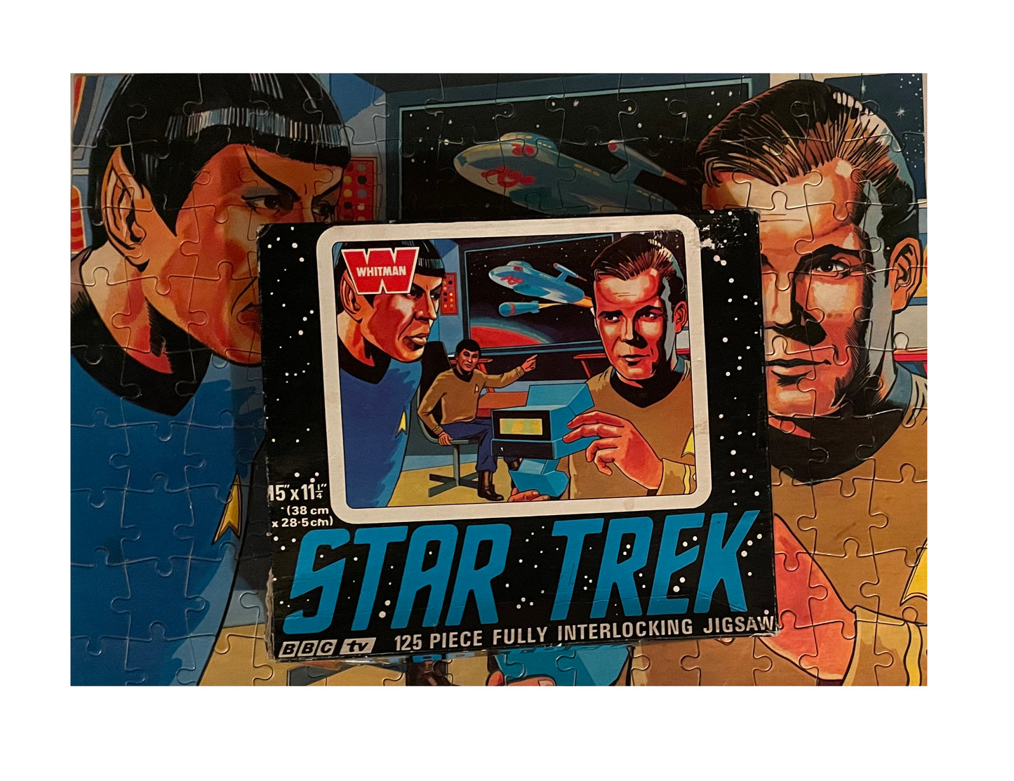 Vintage Star Trek Vintage 1973 U.K. Release Whitman 125 Large Piece Jigsaw Puzzle Number 7409 The Bridge Of The USS Enterprise - In The Original Box