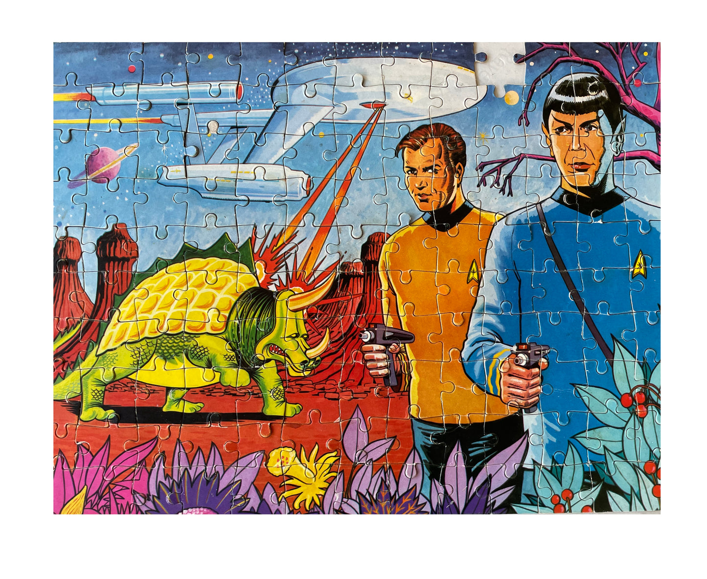 Vintage Star Trek Vintage 1973 U.K. Release Whitman 125 Large Piece Jigsaw Puzzle Number 7409 The Dinosaur Attack - In The Original Box