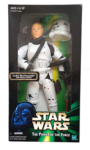 Vintage 1998 Star Wars The Power Of The Force Luke Skywalker In Stormtrooper Outfit with Dianoga Tentacle 12 Inch Fully Poseable Action Figure - Factory Sealed Shop Stock Room Find