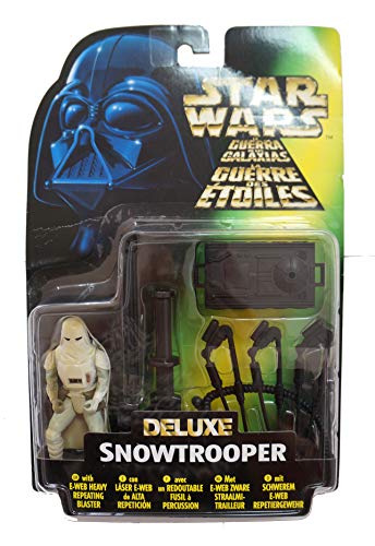 Vintage Kenner 1997 Star Wars The Power Of The Force Deluxe Imperial Snowtrooper Action Figure With E-Web Heavy Duty Blaster - Factory Sealed Shop Stock Room Find.