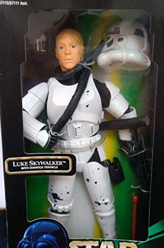 Vintage 1998 Star Wars The Power Of The Force Luke Skywalker In Stormtrooper Outfit with Dianoga Tentacle 12 Inch Fully Poseable Action Figure - Factory Sealed Shop Stock Room Find